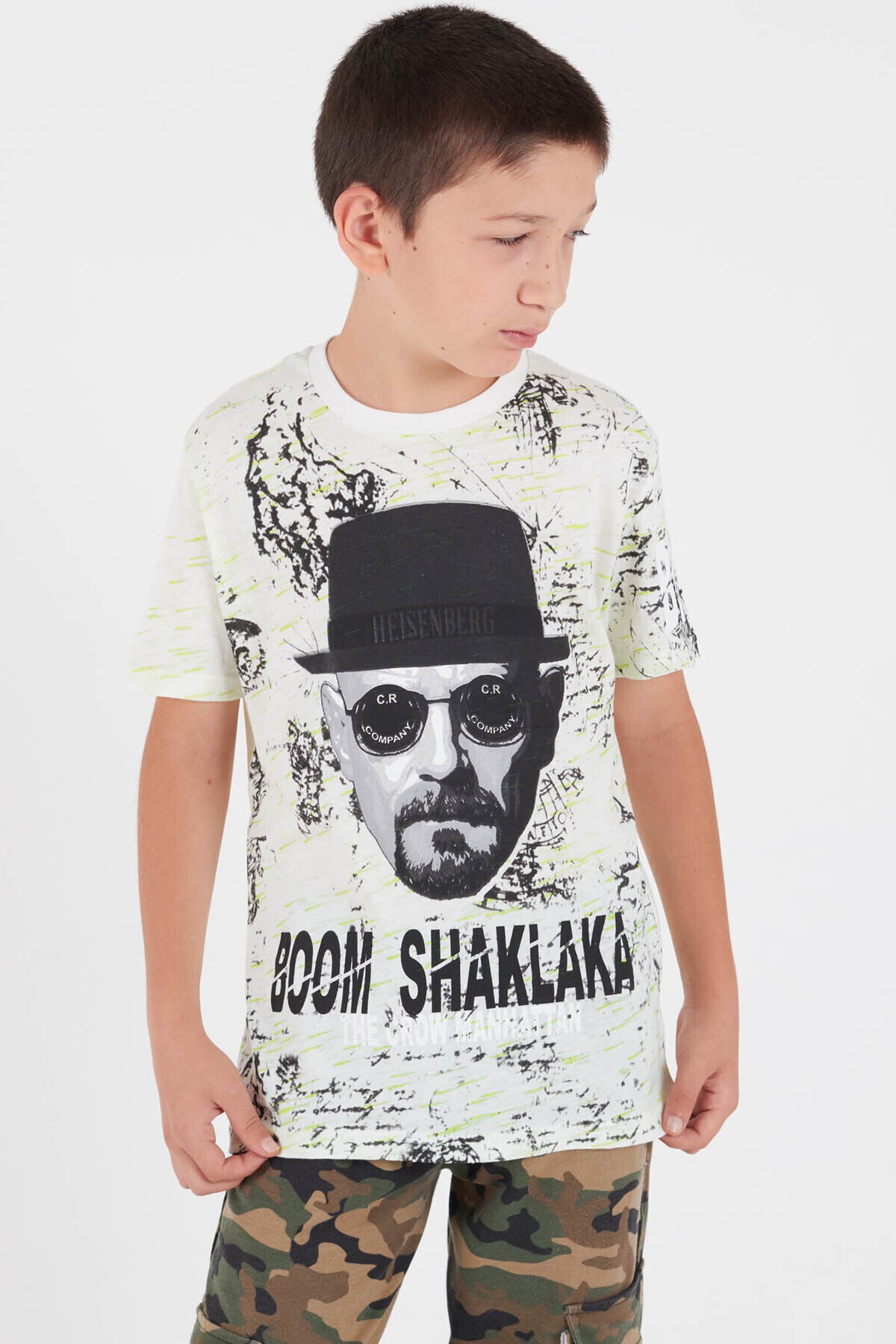 魔*神様 LGB JUST BORN TOO EARLY Tシャツ　 if 14 Erkek Çocuk Heisenberg Yazı Baskılı Tshirt 9-14 Yaş 14072