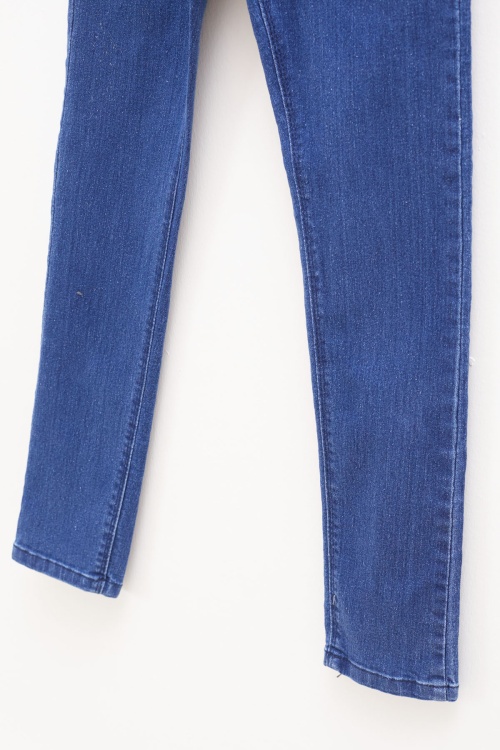 Lacivert Dar Paça Ayarlanabilir Bel Kız Çocuk Jean Pantolon 17748