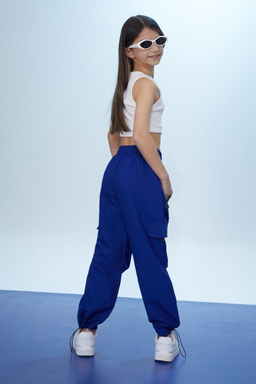 Lacivert Fermuar Cepli Kız Çocuk Paraşüt Pantolon 18423