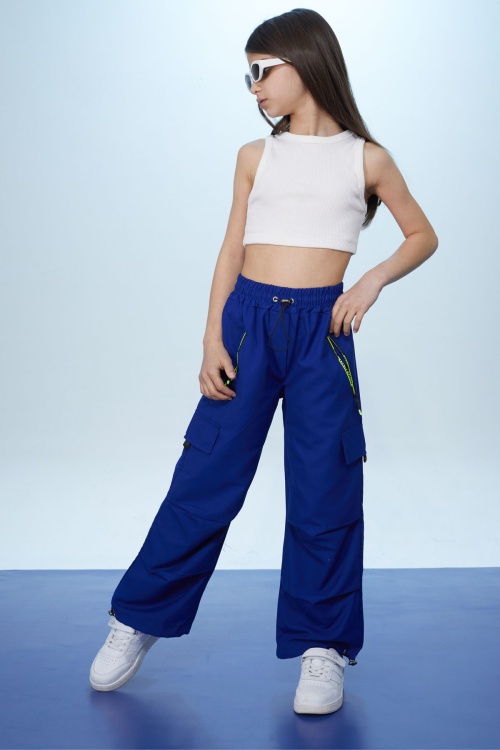 Lacivert Fermuar Cepli Kız Çocuk Paraşüt Pantolon 18423