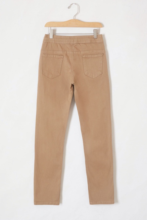 Krem Beli Lastikli Basic Çocuk Okul Pantolon 19168