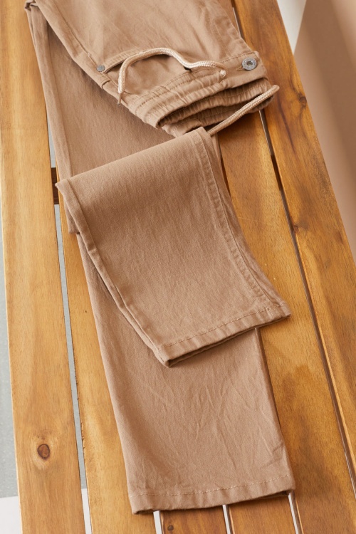 Krem Beli Lastikli Basic Çocuk Okul Pantolon 19168