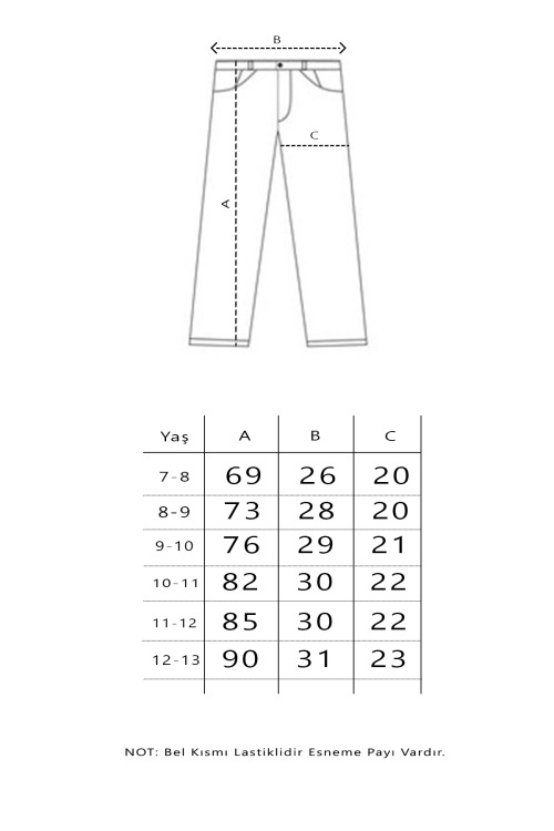 Krem Beli Lastikli Basic Çocuk Okul Pantolon 19168