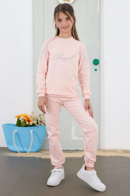 Somon Angel Nakışlı Payetli Kız Çocuk Eşofman Takımı 18576