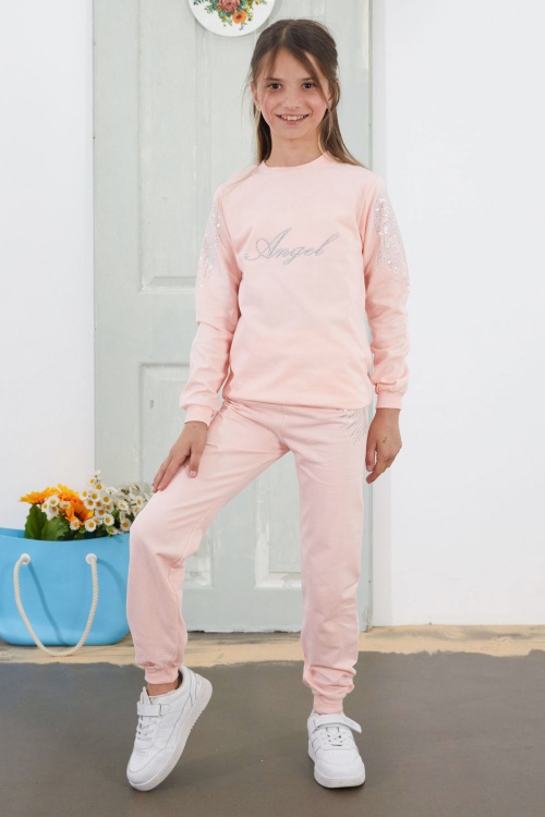 Somon Angel Nakışlı Payetli Kız Çocuk Eşofman Takımı 18576