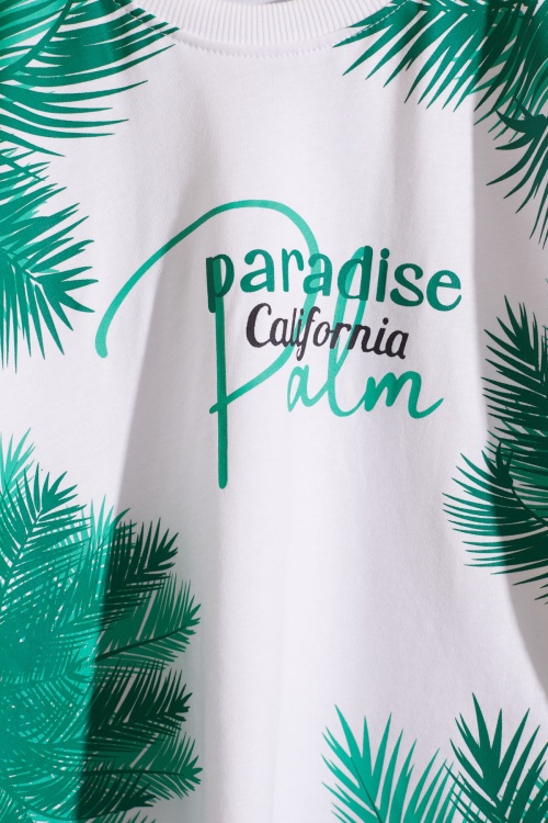 Yeşil Paradise Yazılı Palmiyeli Erkek Çocuk Şortlu Takım 18939