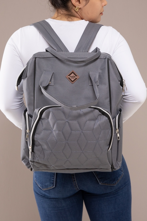 Gri Kapitoneli Çok Fonksiyonlu Anne Bebek Bakım Çantası 19714