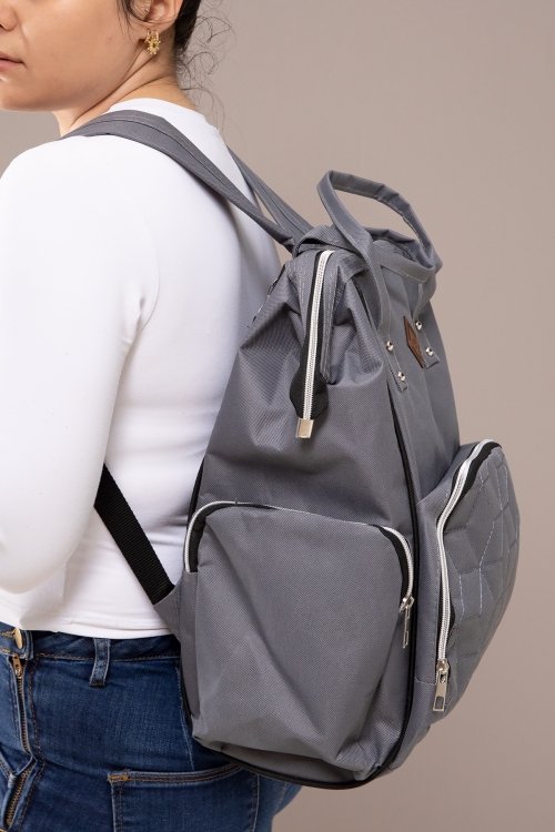 Gri Kapitoneli Çok Fonksiyonlu Anne Bebek Bakım Çantası 19714