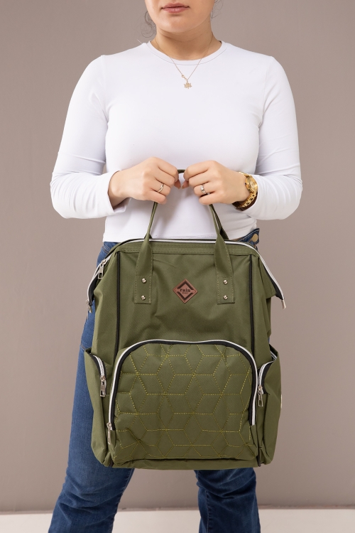 Haki Kapitoneli Çok Fonksiyonlu Anne Bebek Bakım Çantası 19715