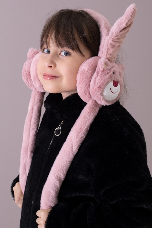 Pembe Gülen Yüz Ayıcıklı Hareket Ettirilebilir Peluş Kulaklık 19799