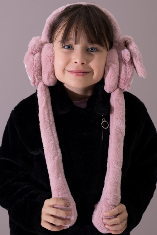 Pembe Gülen Yüz Ayıcıklı Hareket Ettirilebilir Peluş Kulaklık 19799