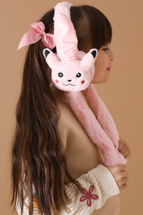 Pembe Kedi Figürlü Hareketli Peluş Kulaklık 19729