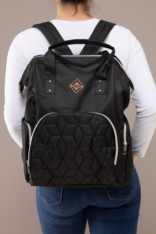 Siyah Kapitoneli Çok Fonksiyonlu Anne Bebek Bakım Çantası 19713