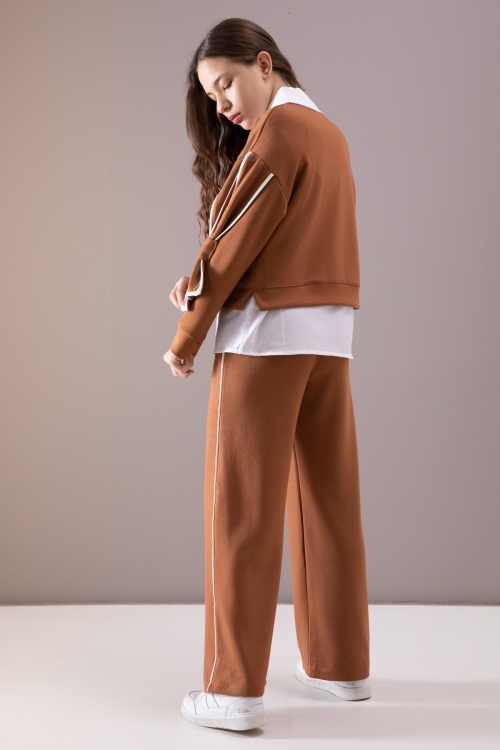 Taba Kol Detaylı Badili Gömlekli Kız Çocuk Pantolonlu 3lü Takım 19879