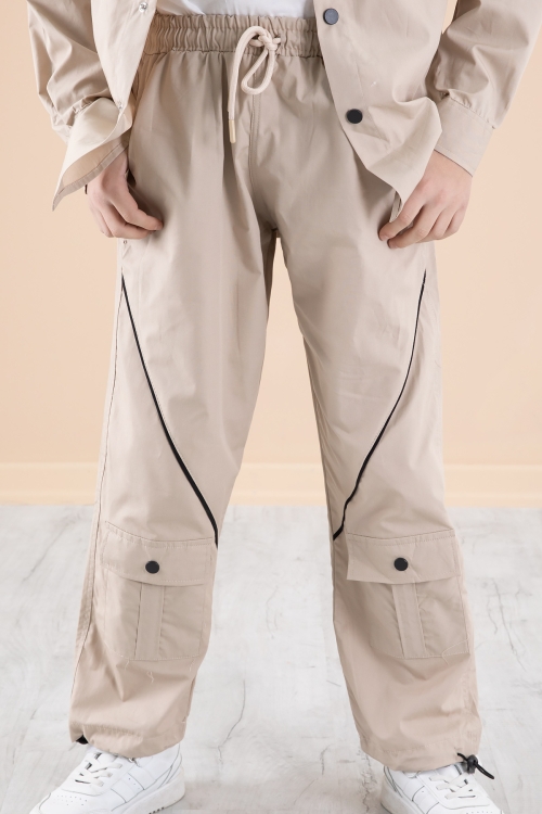 Bej Erkek Çocuk 3lü Takım Tişört Gömlek Pantolon 20232