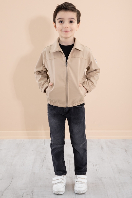 Erkek Çocuk Kahve Sırtı Baskılı Fermuarlı Ceketli Pantolonlu 3lü Takım 20282