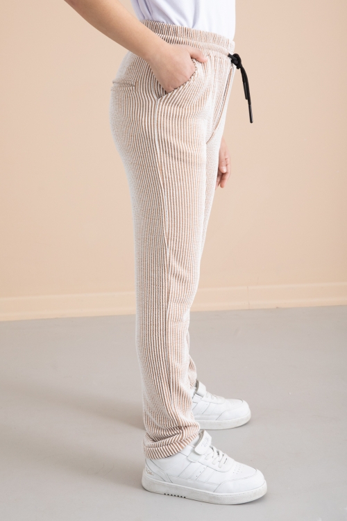 Fitilli Taba Çizgili Erkek Çocuk Beli Lastikli Pantolon 20376