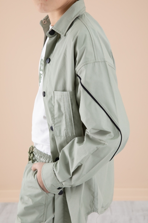 Haki Erkek Çocuk 3lü Takım Tişört Gömlek Pantolon 20231