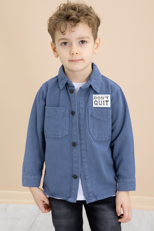 Mavi Armalı Jean Gömlekli Pantolonlu Erkek Çocuk 3lü Takım 20027