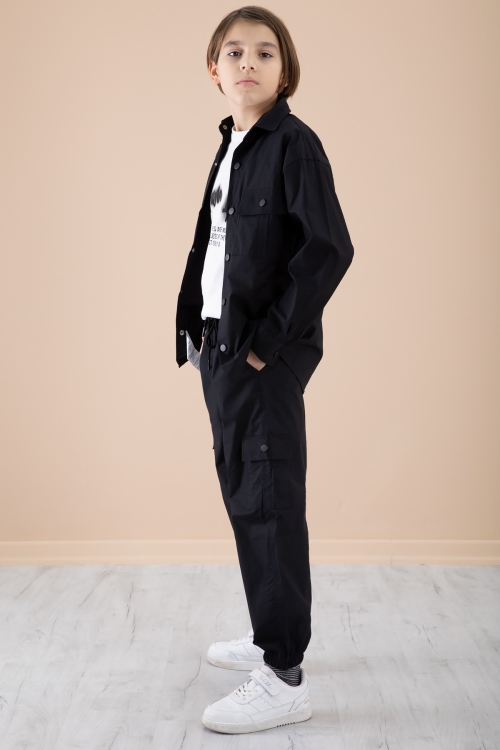 Siyah Erkek Çocuk Baskılı Tişörtlü 3lü Takım 20328