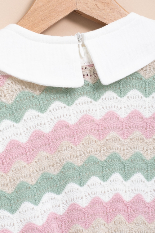 Bej Örgü Süveterli Müslin Gömlekli Kız Çocuk Pantolonlu 3lü Takım 20671