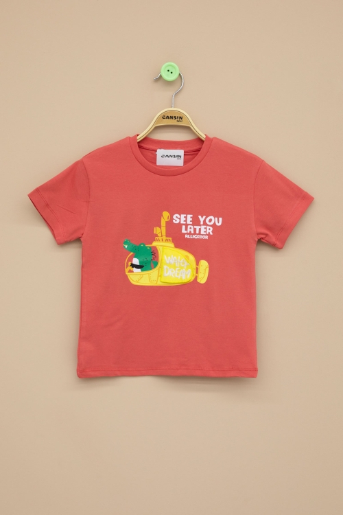 Kiremit Denizaltı Baskılı Erkek Bebek Kısa Kol Tişört 20942