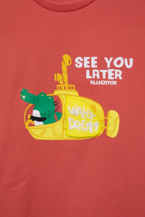 Kiremit Denizaltı Baskılı Erkek Bebek Kısa Kol Tişört 20942