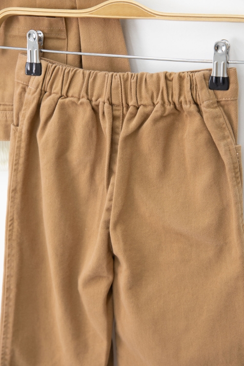 Taba Püsküllü Jean Ceketli ve Pantolonlu Kız Çocuk Badili 3lü Takım 20696