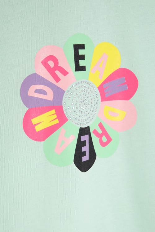 Yeşil Dream Baskılı Payetli Kız Çocuk Kısa Kol Tişört 21003