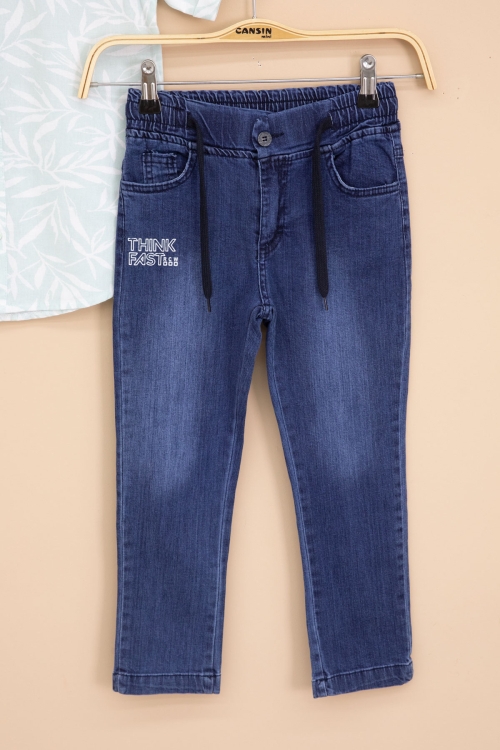 Yeşil Yaprak Desenli Keten Gömlekli Erkek Çocuk Takım 19116