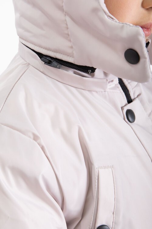 Bej İçi Kürklü Çıkarılabilir Kapüşonlu Basic Erkek Çocuk Şişme Mont 21441