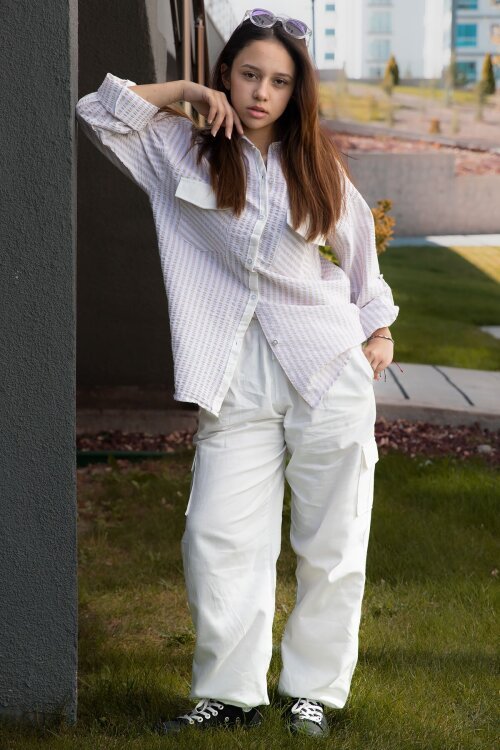 Bej Kız Çocuk Kargo Cepli 2li Takım 20504