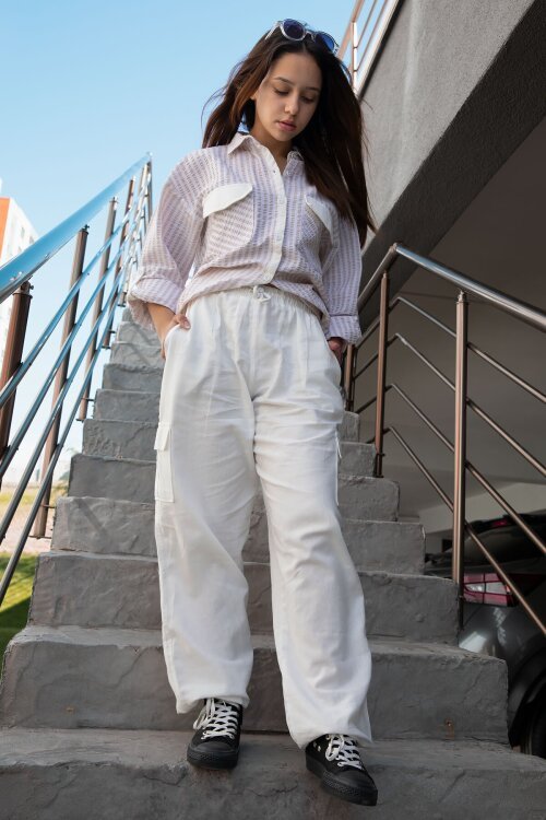 Bej Kız Çocuk Kargo Cepli 2li Takım 20504