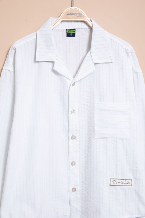 Beyaz Çizgili Gömlekli Paraşüt Pantolonlu Erkek Çocuk 2li Takım 23261