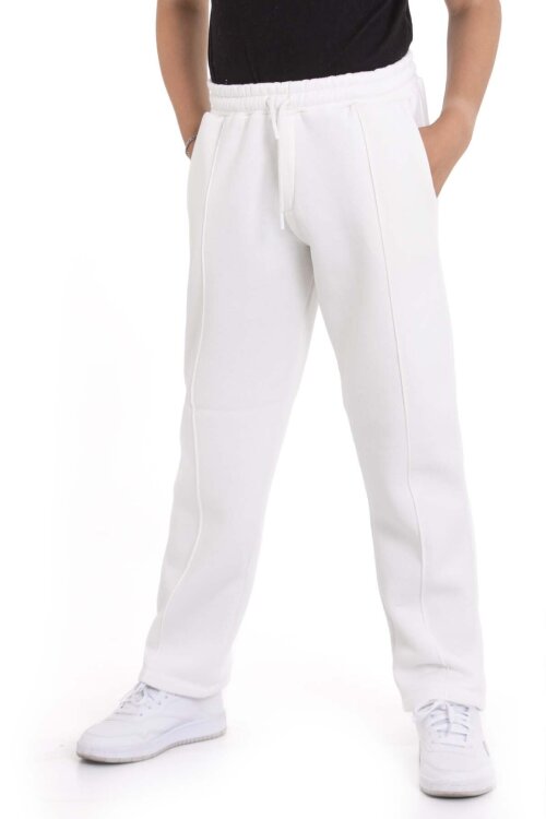 Beyaz Erkek Çocuk Çima Detaylı Şardonlu Eşofman Altı 21470