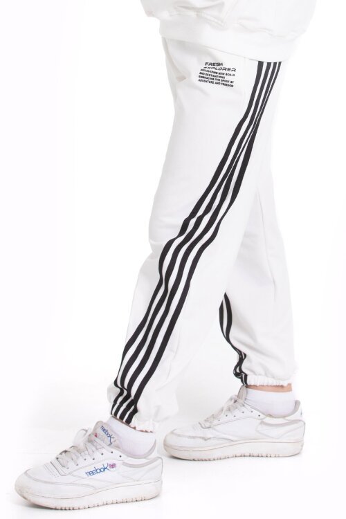 Beyaz Erkek Çocuk Şerit Detaylı Eşofman Altı 21501