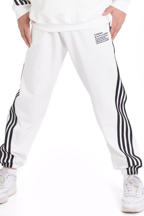 Beyaz Erkek Çocuk Şerit Detaylı Eşofman Altı 21501