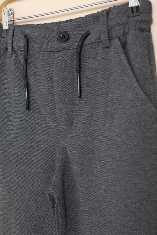 Füme Erkek Çocuk Duble Paça Beli Lastikli Basic Kumaş Pantolon 21422