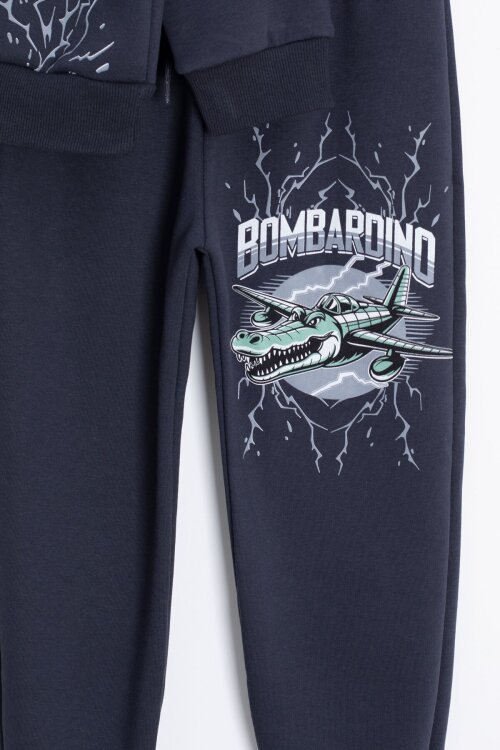 Füme Erkek Çocuk Yazılı Karakter Baskılı Şardonlu Eşofman Takımı 23290