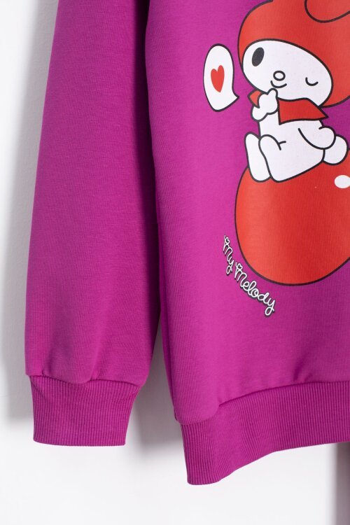 Fuşya Kız Çocuk Kiraz Karakter Baskılı Bisiklet Yaka Eşofman Takımı 23273