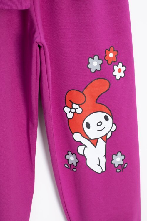 Fuşya Kız Çocuk Kiraz Karakter Baskılı Bisiklet Yaka Eşofman Takımı 23273