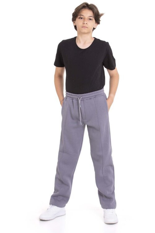 Gri Erkek Çocuk Çima Detaylı Şardonlu Eşofman Altı 21471