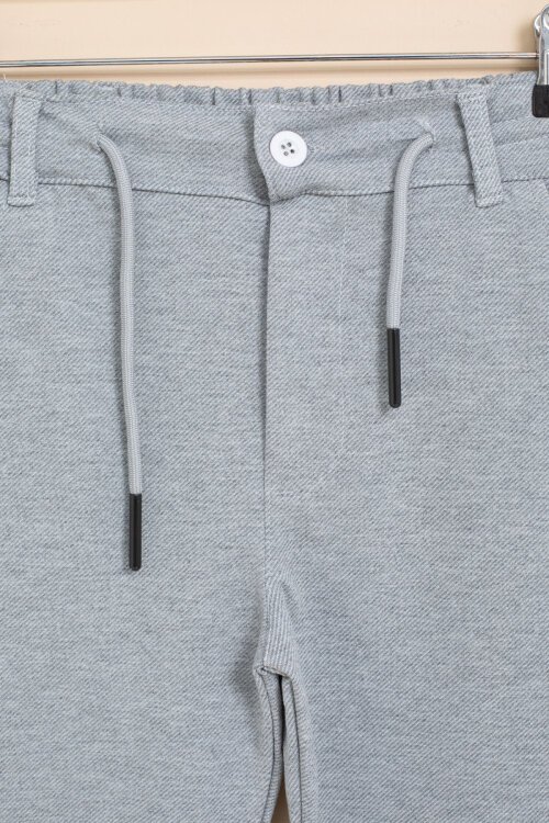 Gri Erkek Çocuk Duble Paça Beli Lastikli Basic Kumaş Pantolon 21419