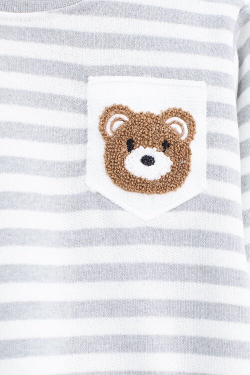 Gri Erkek Çocuk Şardonlu Ayıcık Nakışlı 2li Takım 22701