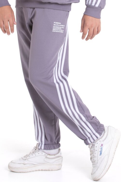 Gri Erkek Çocuk Şerit Detaylı Eşofman Altı 21501