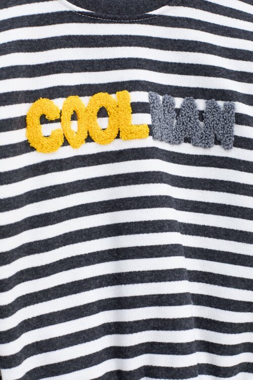 Gri Erkek Çocuk Yazı Nakışlı Şardonlu 2li takım 22705