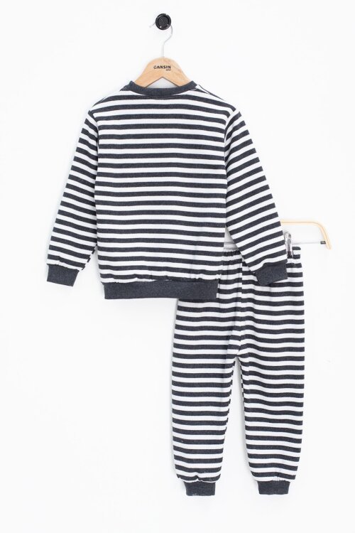 Gri Erkek Çocuk Yazı Nakışlı Şardonlu 2li takım 22705