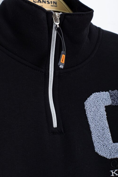 Gri Kadife Pantolonlu Fermuarlı Yaka Şardonlu Erkek Çocuk Takım 23243