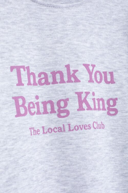 Gri Yazı Baskılı Bisiklet Yaka Kız Çocuk Şardonlu Sweatshirt 23257