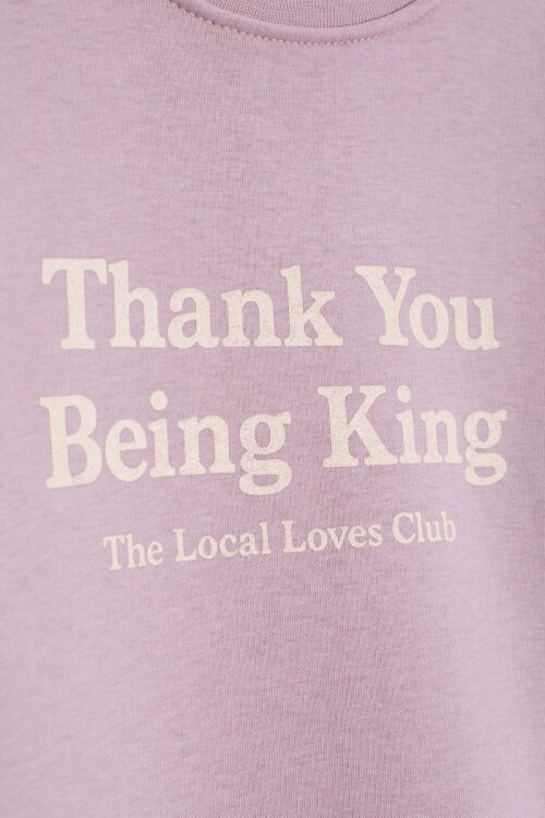 Gül Kurusu Yazı Baskılı Bisiklet Yaka Kız Çocuk Şardonlu Sweatshirt 23259